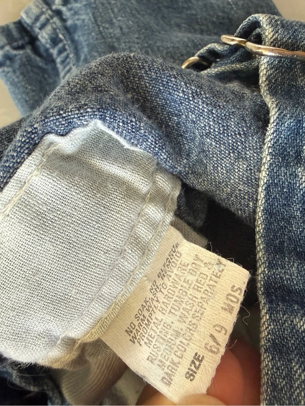 Vintage OshKosh B'gosh Dark Blue Denim Overalls with Brass Buttons